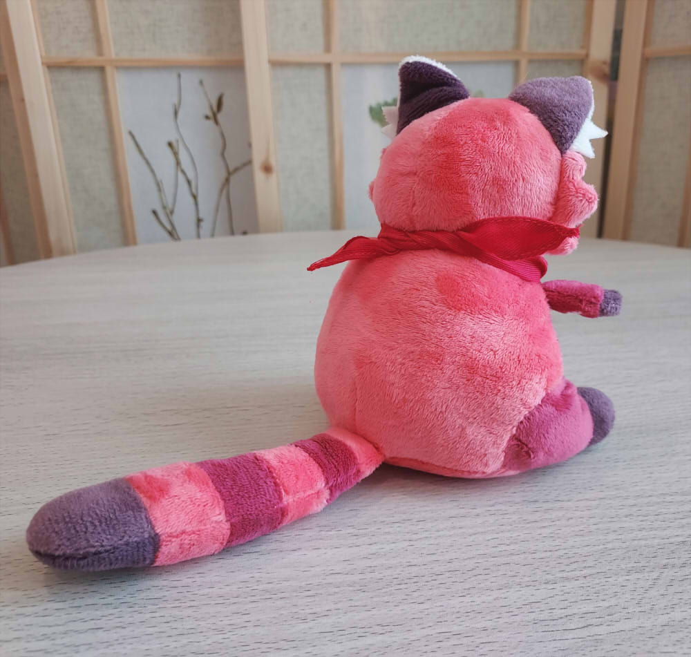 Back view of BeanBuds beanie plush of Raspberry the red panda