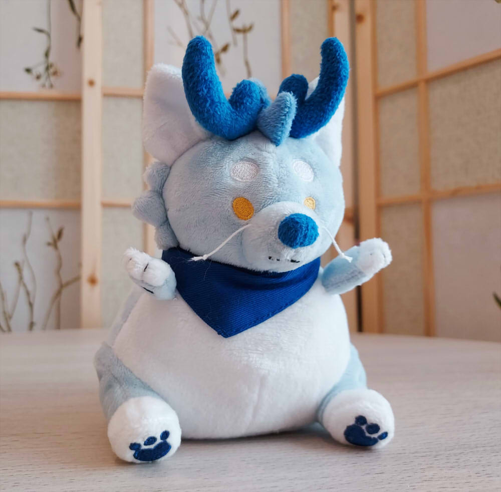 BeanBuds beanie plush of cloud the blue dragon wearing a blue bandana