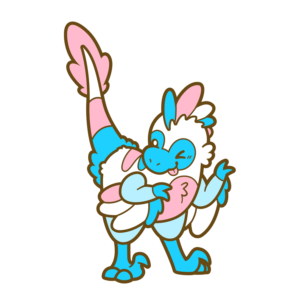 Art of Cotton Candy the blue, pink, and white utahraptor