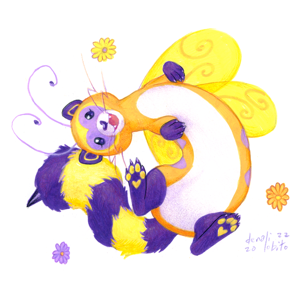 Art of a weasel and bumble bee hybrid