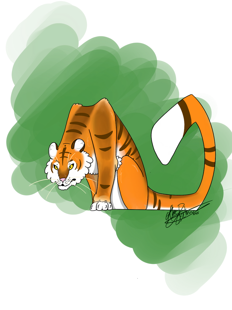Cartoon tiger on a green background