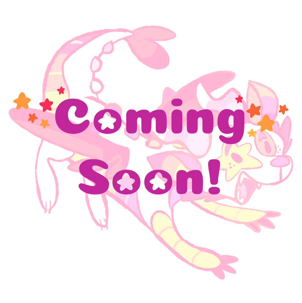 Pin art of Mixtape the rainbow sparkledog dragon with coming soon text