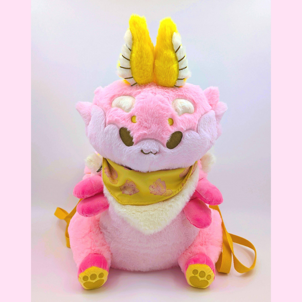 Plush backpack of a rosy maple moth