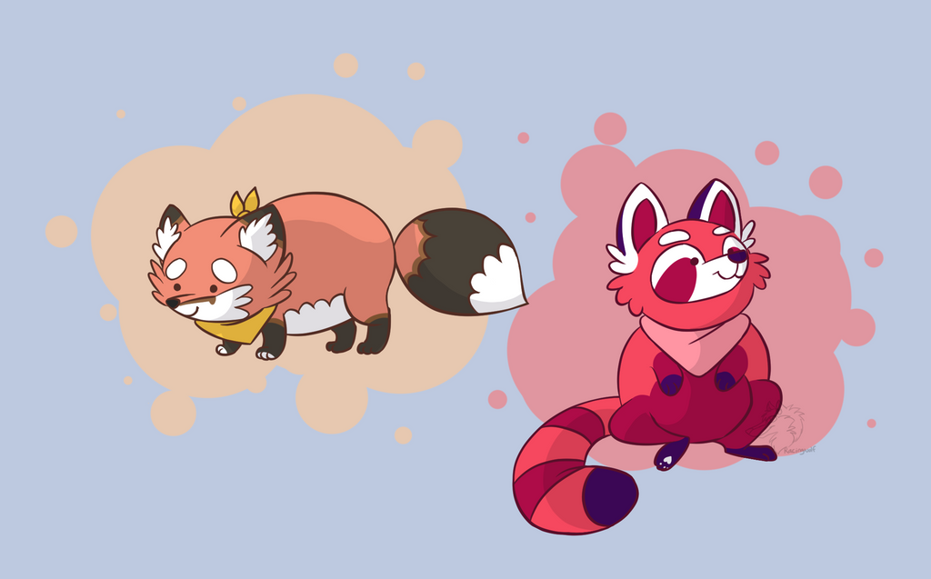 Fanart of Chiffon fox and Raspberry red panda