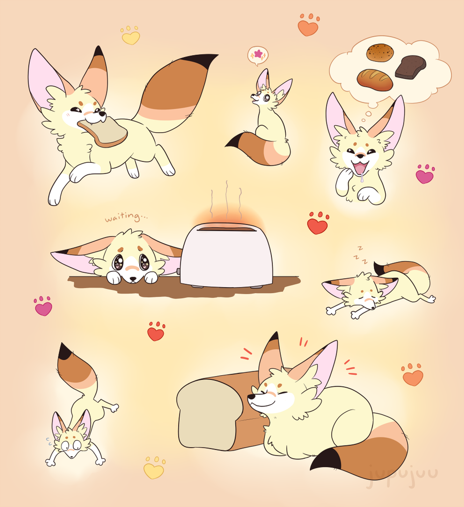 Fanart of Toast the fennec fox with bread