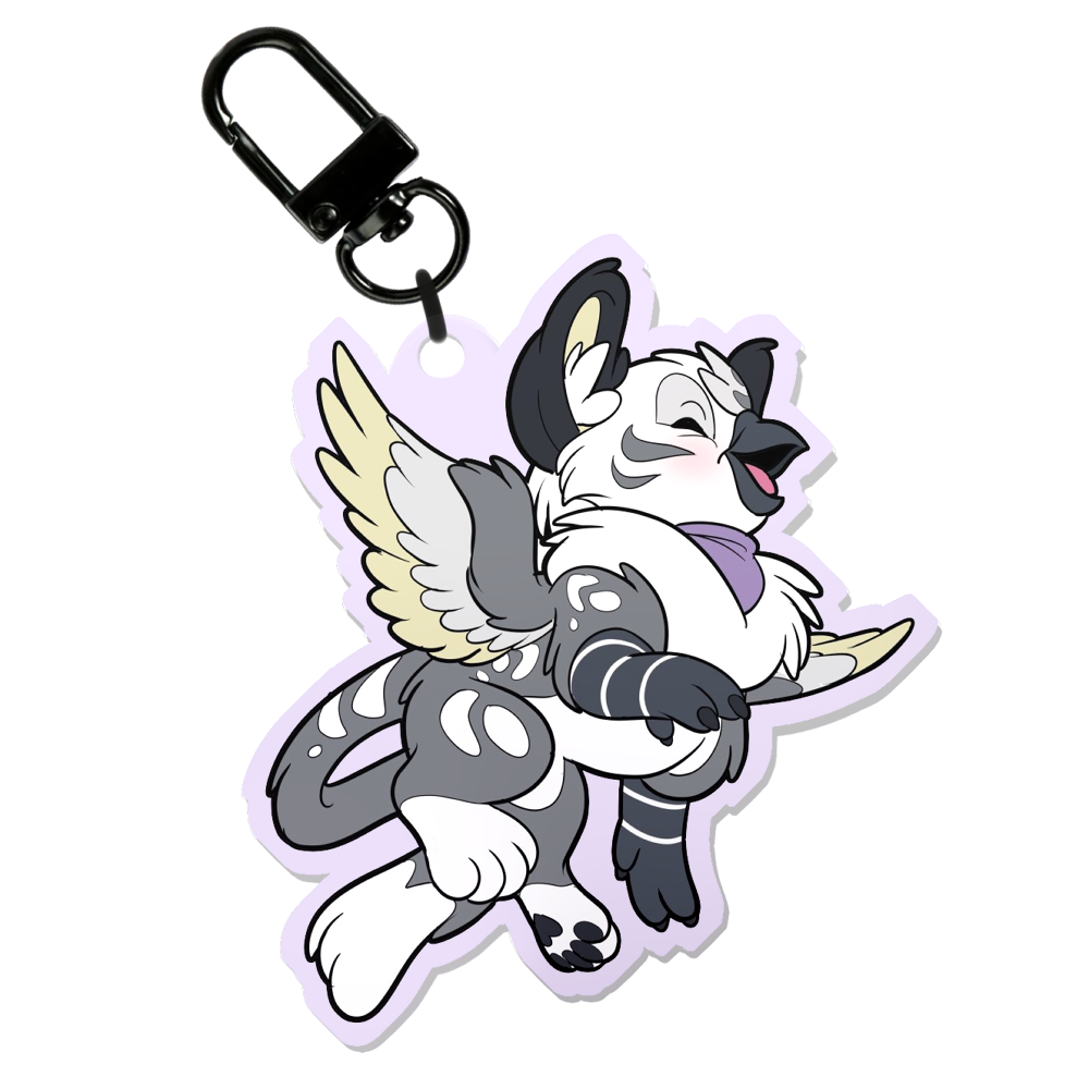 Art of acrylic charm keychain of Sesame the grey and white gryphon