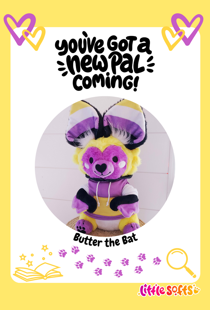 Postcard of Butter the bat with mystery genre clipart