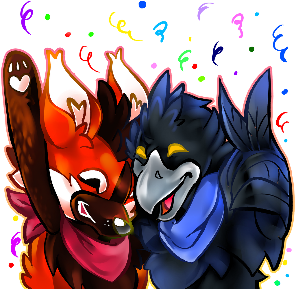 Art of London Fog the raven and Paprika the maned wolf