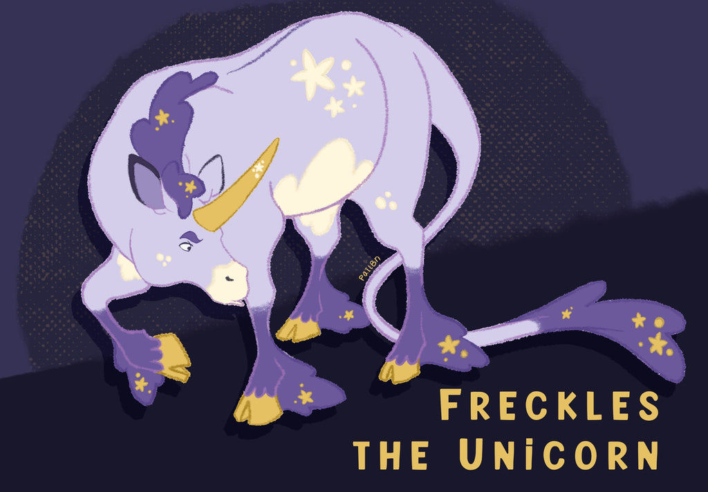 Fanart of Freckles the purple unicorn